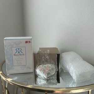 NEW Rhyn‎ Rivet Fine Heart Shape Porcelain Hand Paint Holiday Christmas Ornament